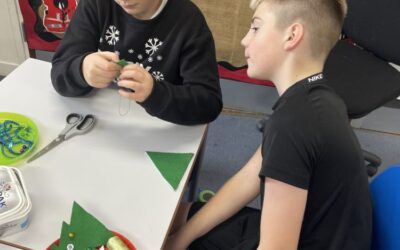 Year 6 have been sewing Christmas tree decorations